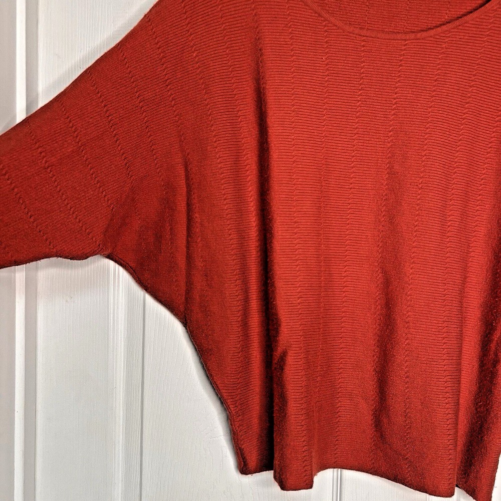 Cyrus Womens Large Sweater Slouchy Dolman Burnt Orange Stretch Cozy Classic - Picture 3 of 9